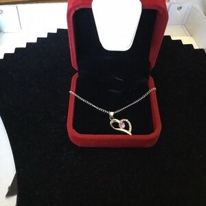 Elegant Silver Heart Necklace with Purple Accent